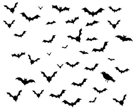 Bats Black Objects Signs Vector Symbols  Illustration With White Backgroundのイラスト素材