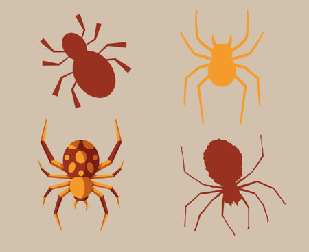 Spider Brown And Yellow Objects Signs Symbols Vector Illustration Abstract With Brown Backgroundのイラスト素材