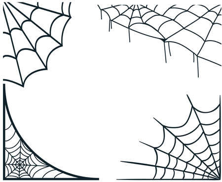 Spider Black Objects Signs Symbols Vector Illustration Abstract With White Backgroundのイラスト素材