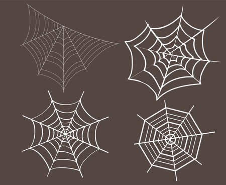 Spider White Objects Signs Symbols Vector Illustration Abstract With Brown Backgroundのイラスト素材