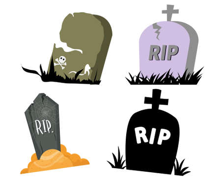 Tombs Rip Black And Gray Objects Signs Symbols Vector Illustration Abstract With White Backgroundのイラスト素材