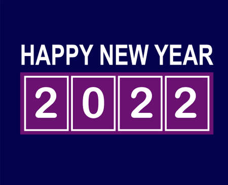 2022 Happy New Year Vector Abstract Holiday Illustration White And Purple With Blue Background