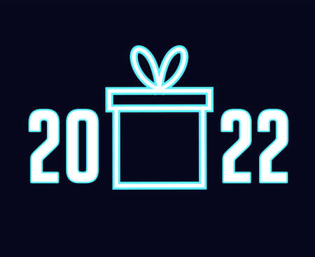 Happy New Year 2022 Vector Abstract Holiday Illustration Cyan And White With Blue Backgroundのイラスト素材