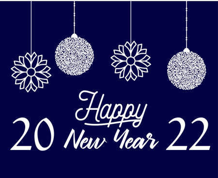 Happy New Year 2022 Design Abstract Holiday Vector Illustration White With Blue Background