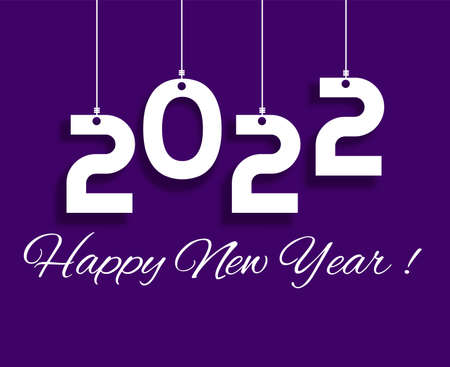 Happy New Year 2022 Design Vector Abstract Holiday Illustration White With Purple Backgroundのイラスト素材