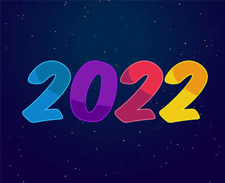 Happy New Year 2022 Abstract Vector Holiday Illustration Design Colorful With Blue Background