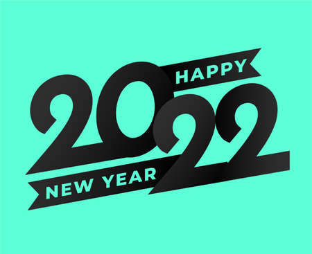 Happy New Year 2022 Holiday Abstract Design Vector Illustration Black With Cyan Background