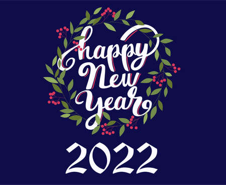 Happy New Year 2022 Design Abstract Holiday Vector Illustration White With Blue Backgroundのイラスト素材