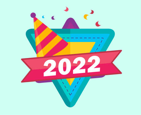Happy New Year 2022 Abstract Vector Holiday Illustration Design Colorful With Cyan Backgroundのイラスト素材
