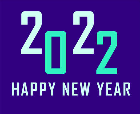 Happy New Year 2022 Abstract Vector Holiday Illustration Design Cyan With Purple Background