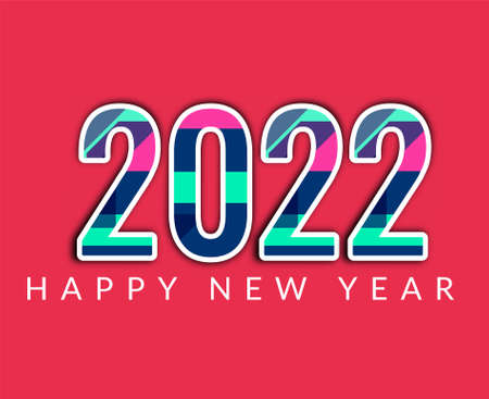Happy New Year 2022 Abstract Vector Holiday Illustration Design Colorful With Pink Background