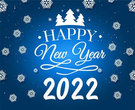 Happy New Year 2022 Holiday Abstract Design Vector Illustration White With Blue Gradient Backgroundのイラスト素材