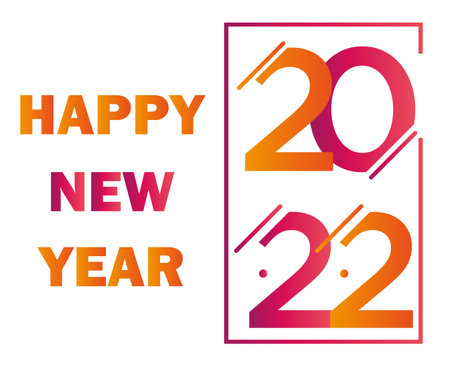 Happy New Year 2022 Vector Abstract Design Illustration Holiday Orange And Pink With White...