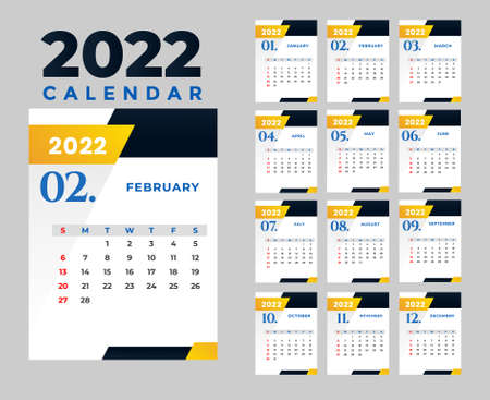 Calendar 2022 February Happy New Year Month Abstract Design Vector Illustration Colors With Gray Backgroundのイラスト素材