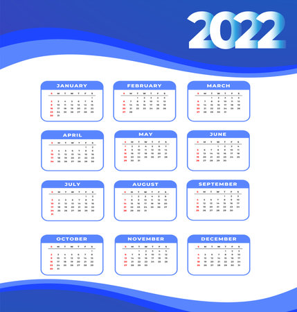 Calendar 2022 Happy New Year Abstract Design Vector Illustration White And Blueのイラスト素材