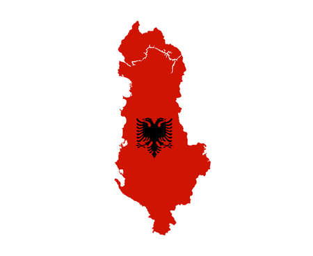 Albania Flag National Europe Emblem Map Icon Vector Illustration Abstract Design Elementのイラスト素材