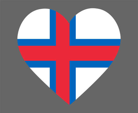 Faroe Islands Flag National Europe Emblem Heart Icon Vector Illustration Abstract Design Elementのイラスト素材