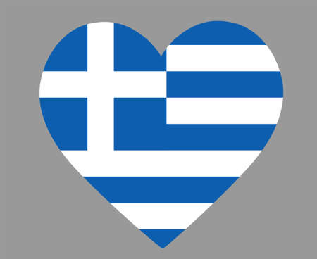Greece Flag National Europe Emblem Heart Icon Vector Illustration Abstract Design Elementのイラスト素材