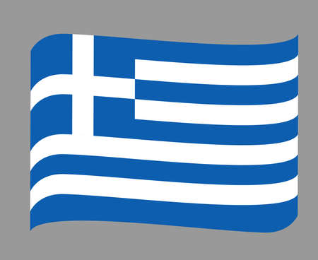 Greece Flag National Europe Emblem Ribbon Icon Vector Illustration Abstract Design Elementのイラスト素材