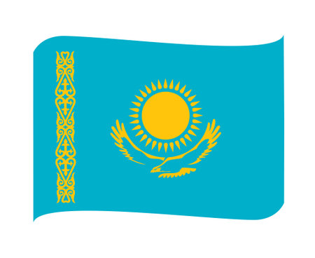 Kazakhstan Flag National Europe Emblem Ribbon Icon Vector Illustration Abstract Design Elementのイラスト素材
