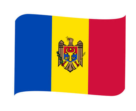 Moldova Flag National Europe Emblem Ribbon Icon Vector Illustration Abstract Design Elementのイラスト素材