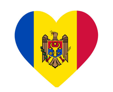 Moldova Flag National Europe Emblem Heart Icon Vector Illustration Abstract Design Elementのイラスト素材