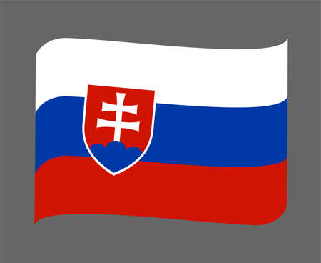 Slovakia Flag National Europe Emblem Ribbon Icon Vector Illustration Abstract Design Elementのイラスト素材
