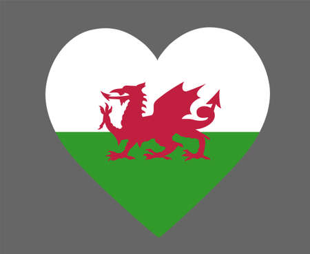 Wales Flag National Europe Emblem Heart Icon Vector Illustration Abstract Design Elementのイラスト素材