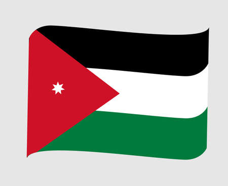 Jordan Flag National Asia Emblem Ribbon Icon Vector Illustration Abstract Design Elementのイラスト素材