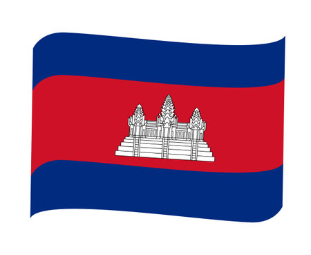 Cambodia Flag National Asia Emblem Ribbon Icon Vector Illustration Abstract Design Elementのイラスト素材