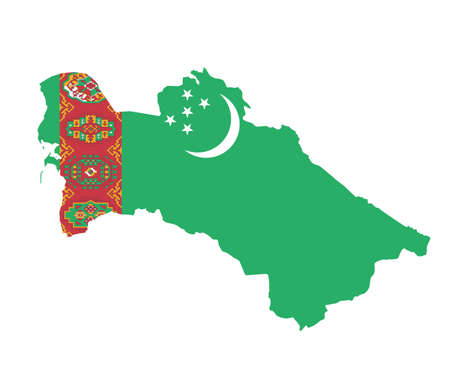 Turkmenistan Flag National Asia Emblem Map Icon Vector Illustration Abstract Design Elementのイラスト素材