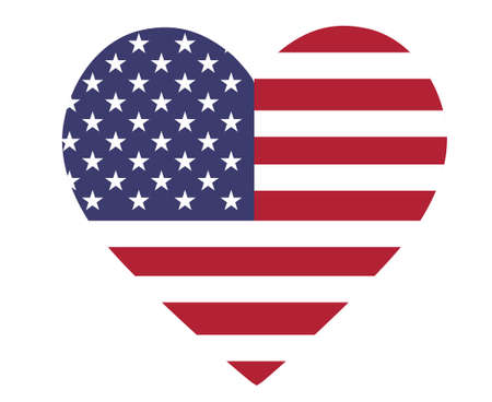 United States Flag National North America Emblem Heart Icon Vector Illustration Abstract Design Elementのイラスト素材