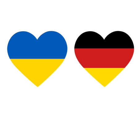 Ukraine And Germany Flags National Europe Emblem Heart Icons Vector Illustration Abstract Design Elementのイラスト素材