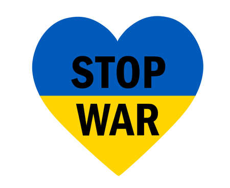 Stop War In Ukraine Flag Heart Emblem Abstract Symbol Vector Illustration Blackのイラスト素材