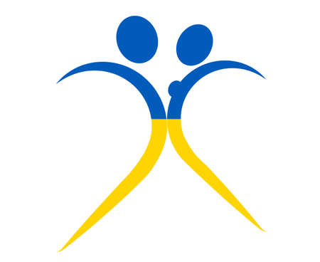 Design Ukraine Emblem National Europe Flag Abstract Symbol Vector illustrationのイラスト素材
