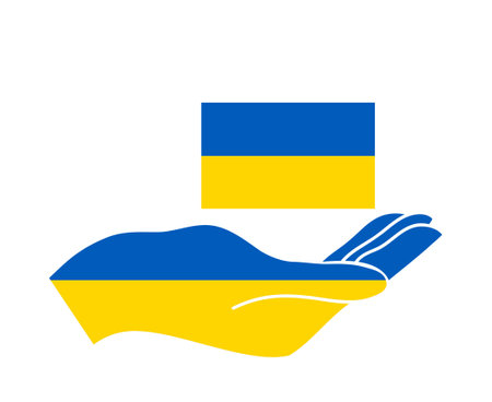 Ukraine Hands Emblem And Flag Icon National Europe Symbol Abstract Vector Designのイラスト素材