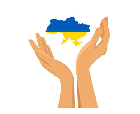 Ukraine Flag Emblem Map Symbol With Hand Abstract Vector illustration Designのイラスト素材