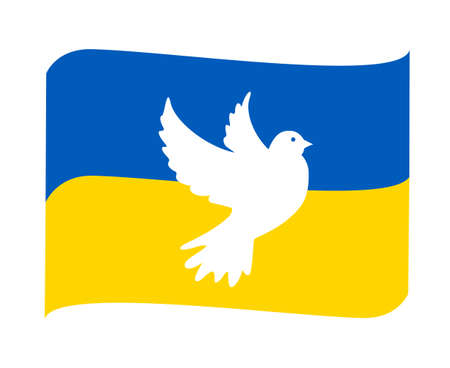 Ukraine Dove of peace Flag Emblem Symbol Ribbon National Europe Abstract Vector Designのイラスト素材