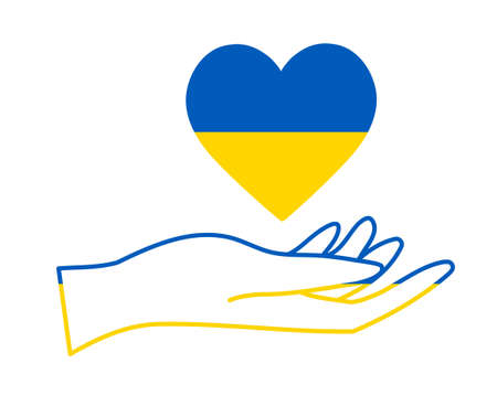 Ukraine Flag Heart And Hand Emblem Symbol Abstract National Europe Vector illustration Design