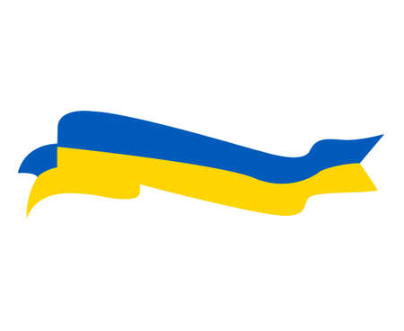 Ukraine Flag Emblem Ribbon National Europe Symbol Design Vector Abstract illustrationのイラスト素材