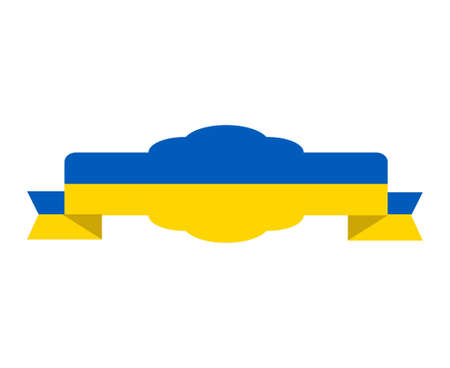 Ukraine Flag Ribbon Emblem Symbol Design National Europe Icon Vector Abstract illustrationのイラスト素材