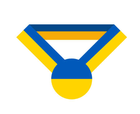 Ukraine Flag Emblem Medal Ribbon National Europe Design Symbol Vector Abstract illustrationのイラスト素材