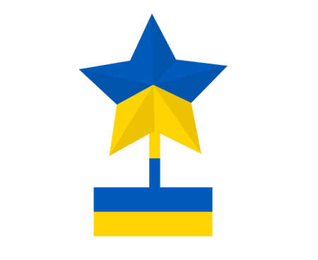 Ukraine Flag Trophy Star Emblem Symbol Design National Europe Vector Abstract illustrationのイラスト素材