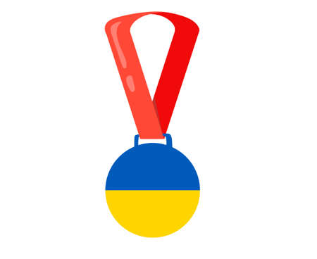 Ukraine Medal Flag Emblem National Europe Design Symbol Vector Abstract illustrationのイラスト素材
