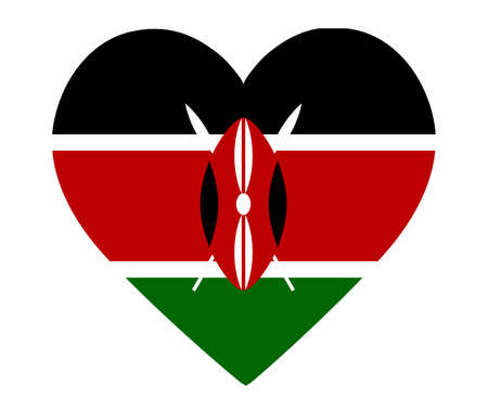 Kenya Flag National Africa Emblem Heart Icon Vector Illustration Abstract Design Elementのイラスト素材