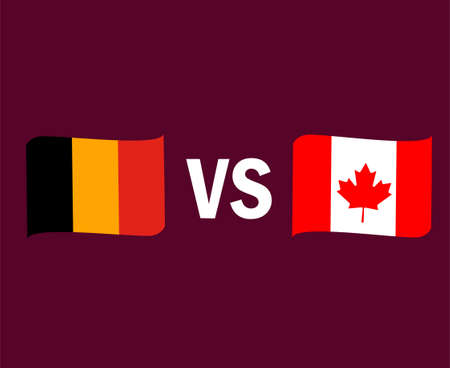 Belgium And Canada Flag Ribbon Symbol Design Europe And North America football Final Vector European And North American Countries Football Teams Illustrationのイラスト素材