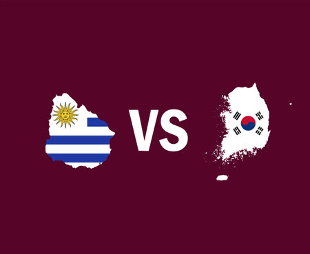 Uruguay And South Korea Map Symbol Design Asia And Latin America football Final Vector Asian And Latin American Countries Football Teams Illustrationのイラスト素材