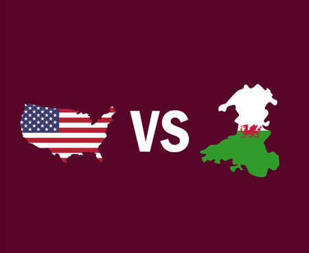 United States And Wales Map Symbol Design Europe And North America football Final Vector Europen And North American Countries Football Teams Illustrationのイラスト素材