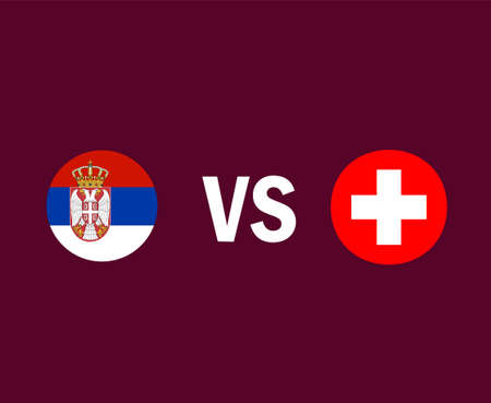 Serbia And Switzerland Flag Symbol Design Europe football Final Vector European Countries Football Teams Illustrationのイラスト素材