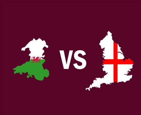 Wales And England Map Symbol Design Europe football Final Vector European Countries Football Teams Illustrationのイラスト素材